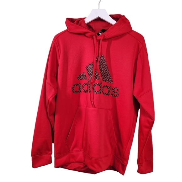 Adidas Climawarm Hoodie Mens Red w Black Logo, sz L - Picture 1 of 9